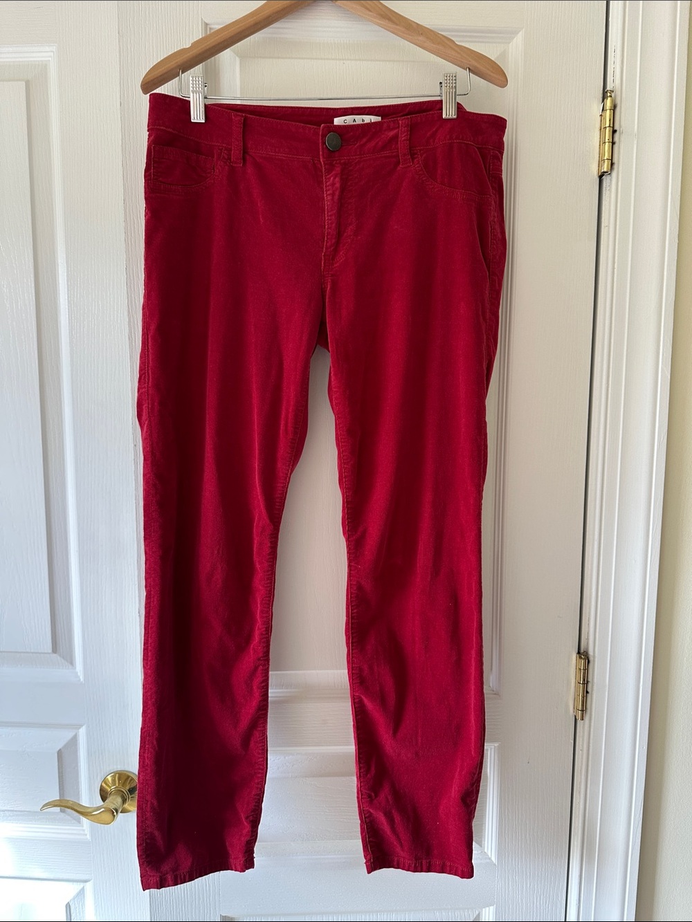 CAbi Red Straight-Leg Corduroy Jeans